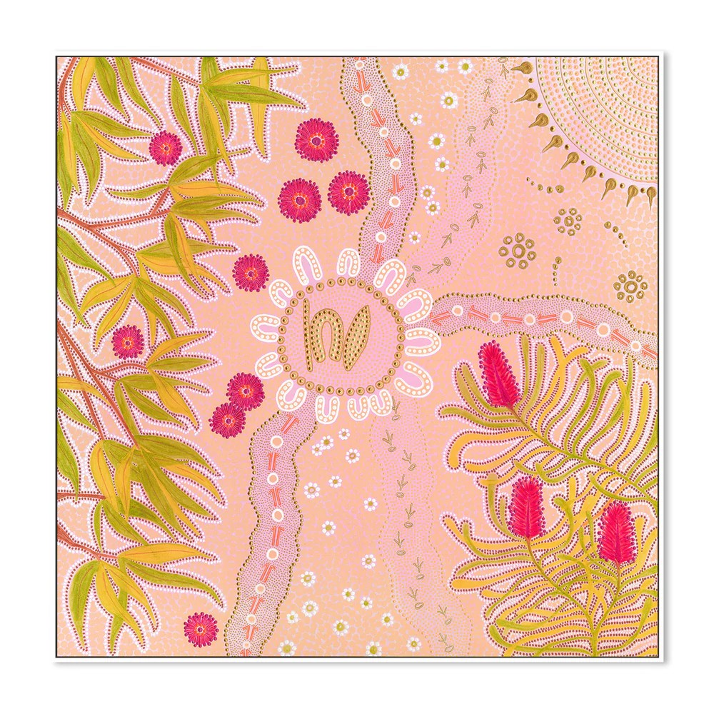 She who Guides, By Domica Hill Wall Art Gioia-Local White Framed Canvas 50x50cm