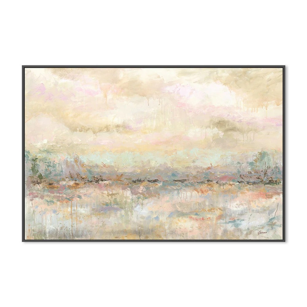 Soft Light, By Karen Cavania Wall Art Gioia-Local Black Framed Canvas 60x40cm