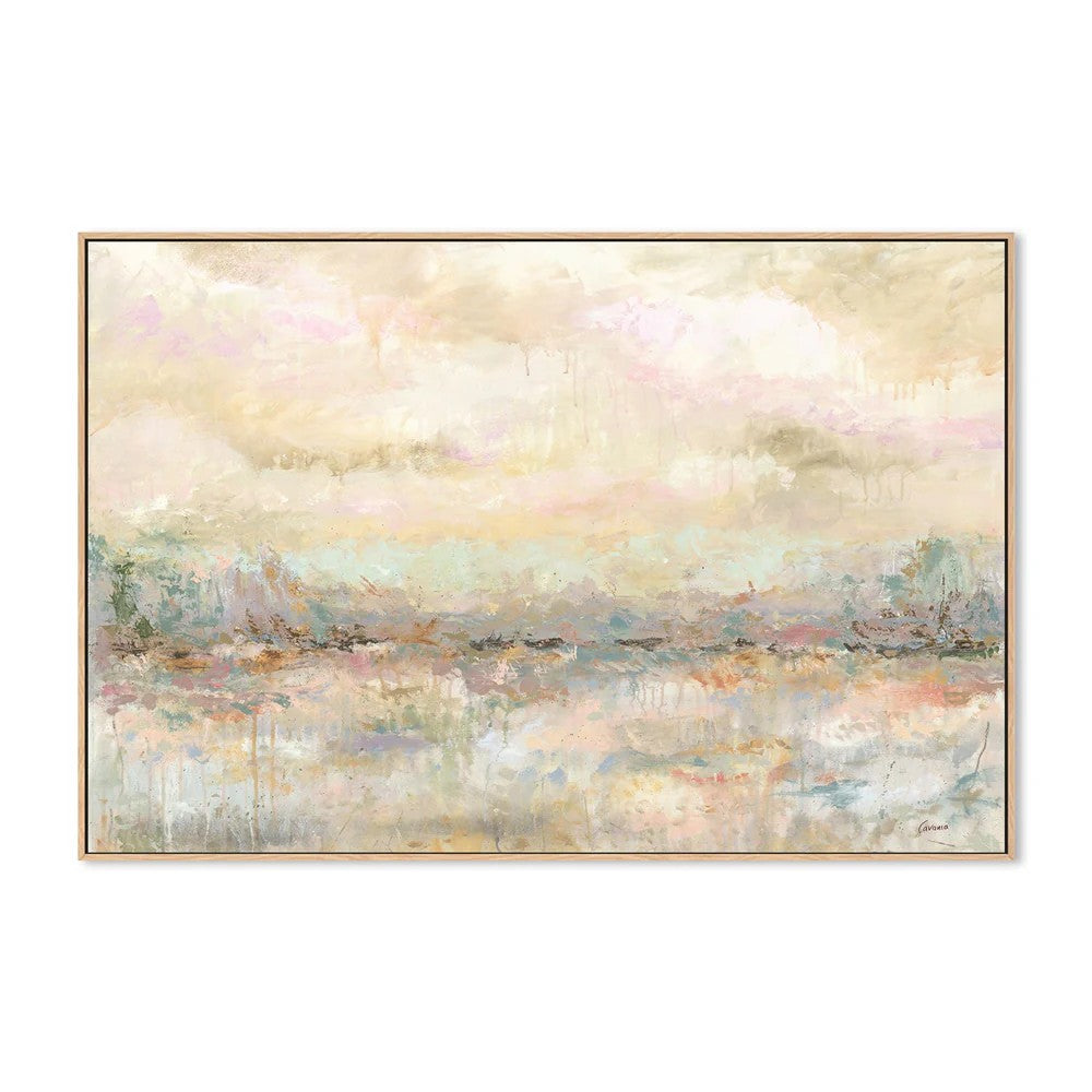 Soft Light, By Karen Cavania Wall Art Gioia-Local Oak Framed Canvas 60x40cm