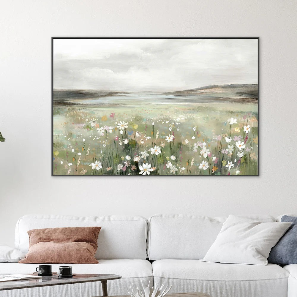 Soft Meadow Under Cloudy Sky, By Hannah Dawson Wall Art Gioia-Local