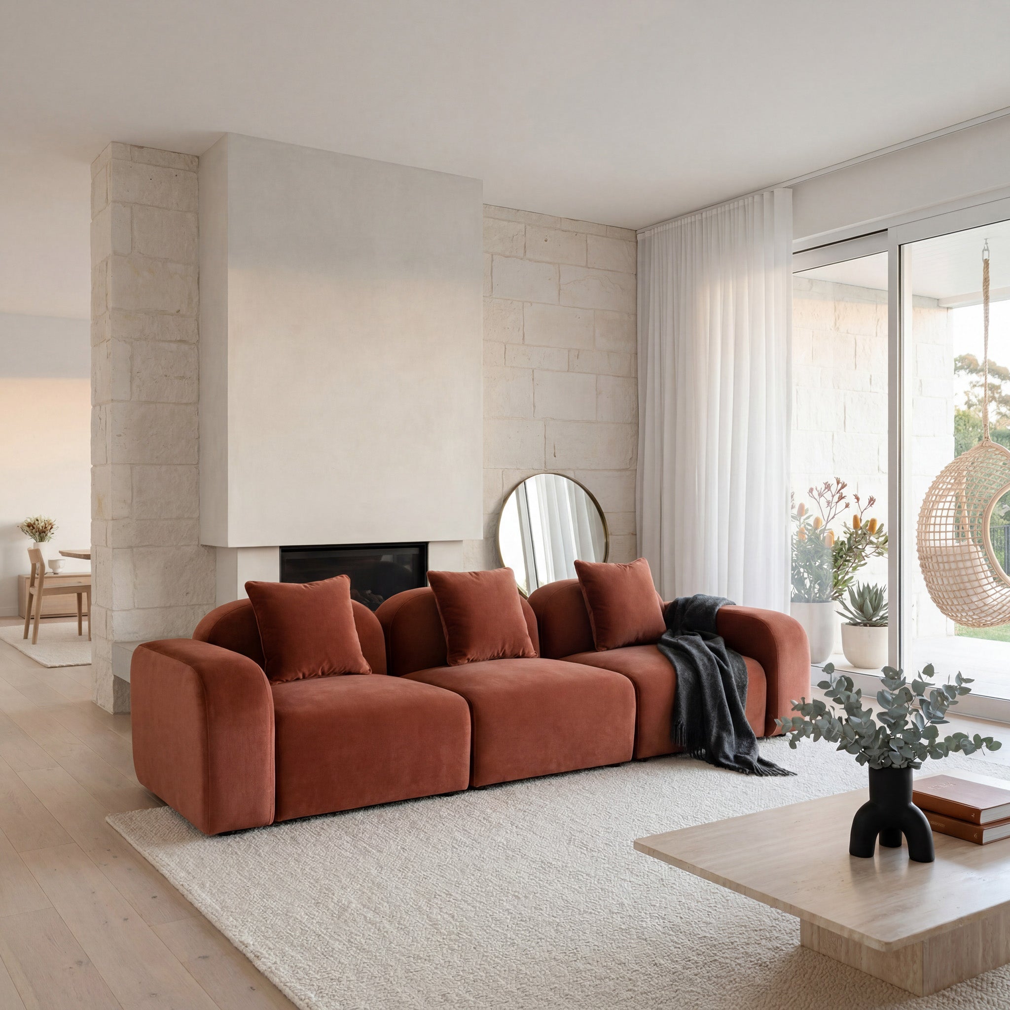 Soma 4 Seater Sofa - Burnt Maroon Sofa OL Sofa-Core