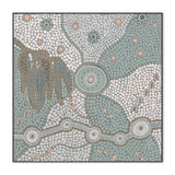 Spirits In The Sky, Dusty Green And Pink, By Domica Hill Wall Art Gioia-Local 50x50cm Framed Canvas Black