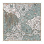 Spirits In The Sky, Dusty Green And Pink, By Domica Hill Wall Art Gioia-Local 50x50cm Framed Canvas Oak