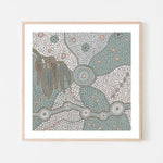 Spirits In The Sky, Dusty Green And Pink, By Domica Hill Wall Art Gioia-Local 50x50cm Framed Poster Black