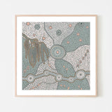 Spirits In The Sky, Dusty Green And Pink, By Domica Hill Wall Art Gioia-Local 50x50cm Framed Poster Black