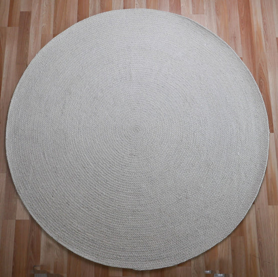 Spiro 200cm Round Wool & Viscose Rug  - Ivory Rug Mos-Local   