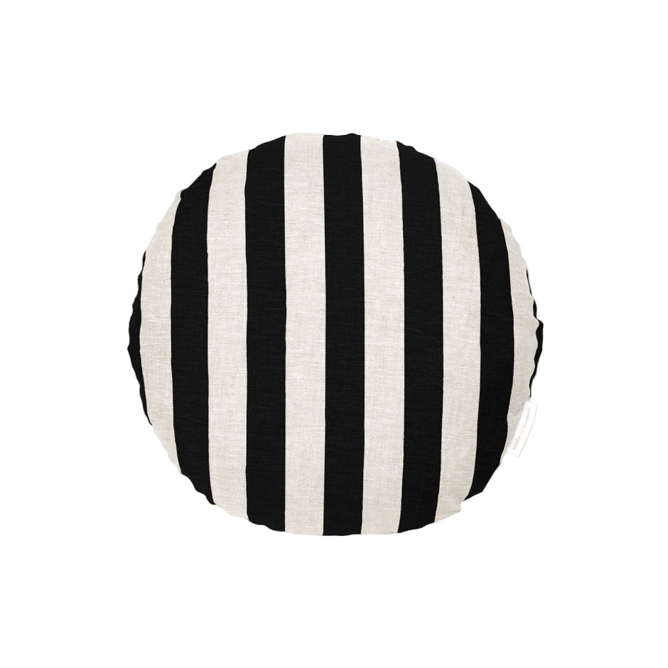 Ex Display - Stripe 40cm Round Cushion - Black Cushion Warran-Local