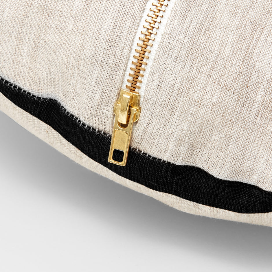 Ex Display - Stripe 40cm Round Cushion - Black Cushion Warran-Local