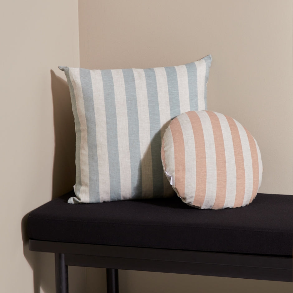 Ex Display - Stripe 40cm Round Cushion - Rose Cushion Warran-Local