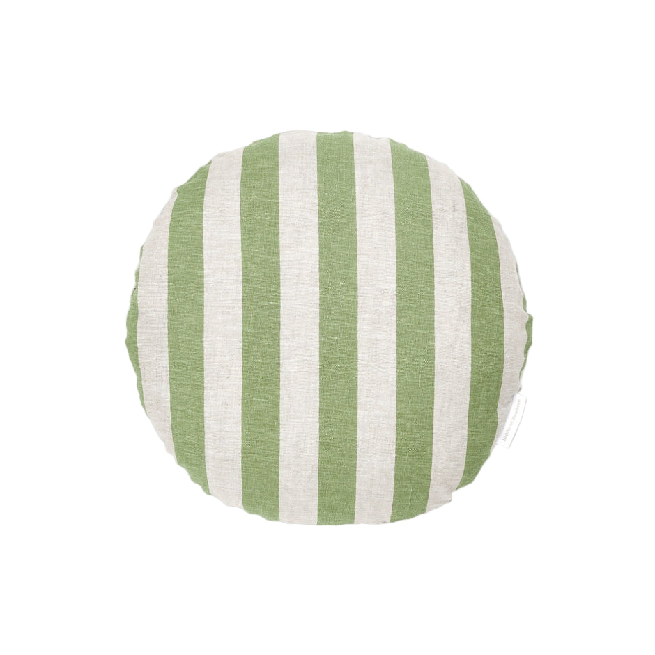 Ex Display - Stripe 40cm Round Cushion - Sage Cushion Warran-Local