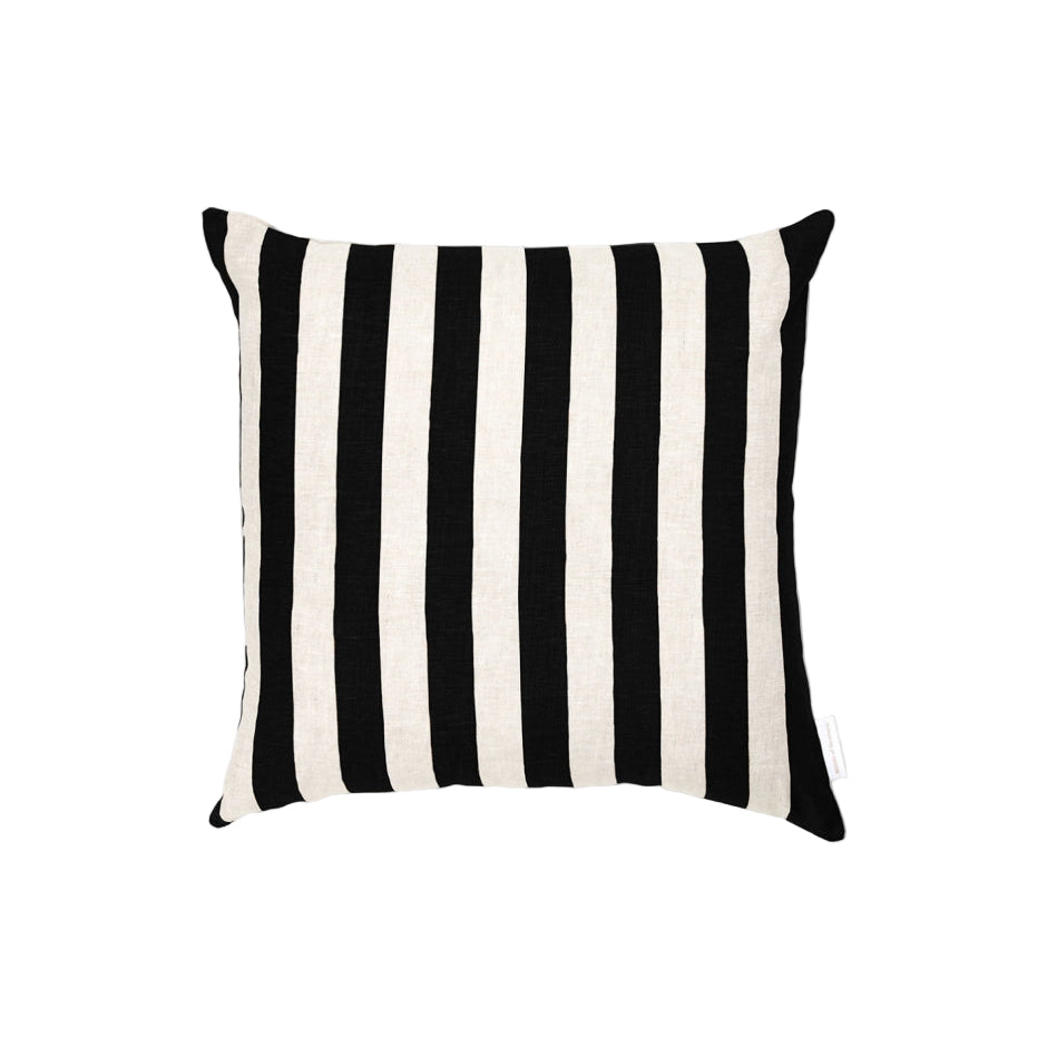 Ex Display - Stripe 50cm Square Cushion - Black with Feather Insert Cushion Warran-Local