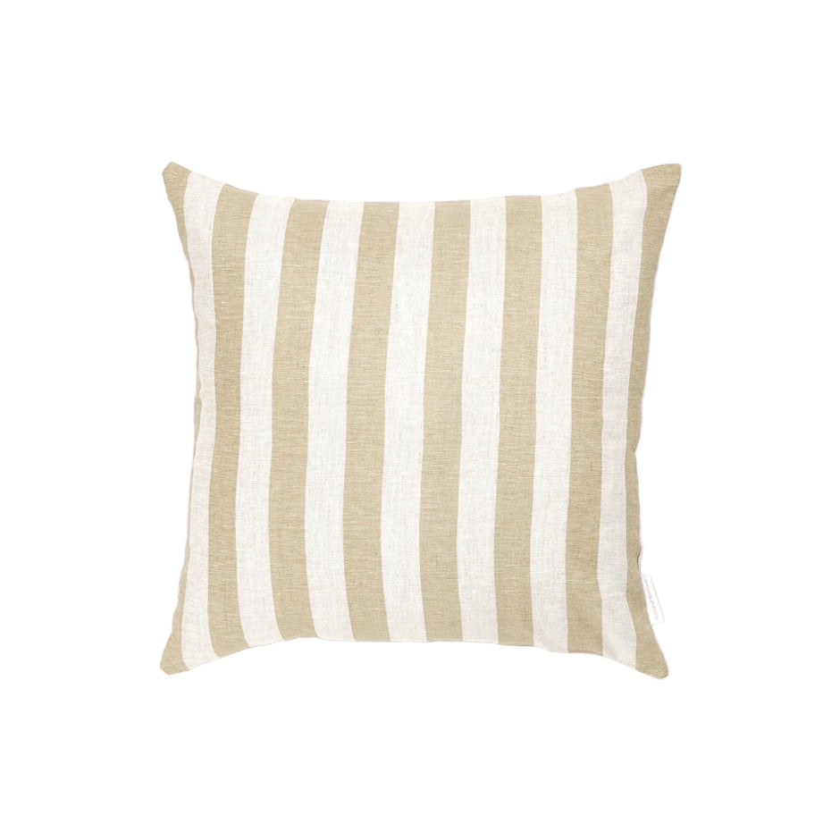 Ex Display - Stripe 50cm Square Cushion - Fawn with Feather Insert Cushion Warran-Local