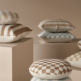 Ex Display - Stripe 50cm Square Cushion - Fawn with Feather Insert Cushion Warran-Local