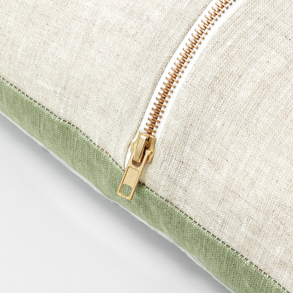 Ex Display - Stripe 50cm Square Cushion - Sage with Feather Insert Cushion Warran-Local