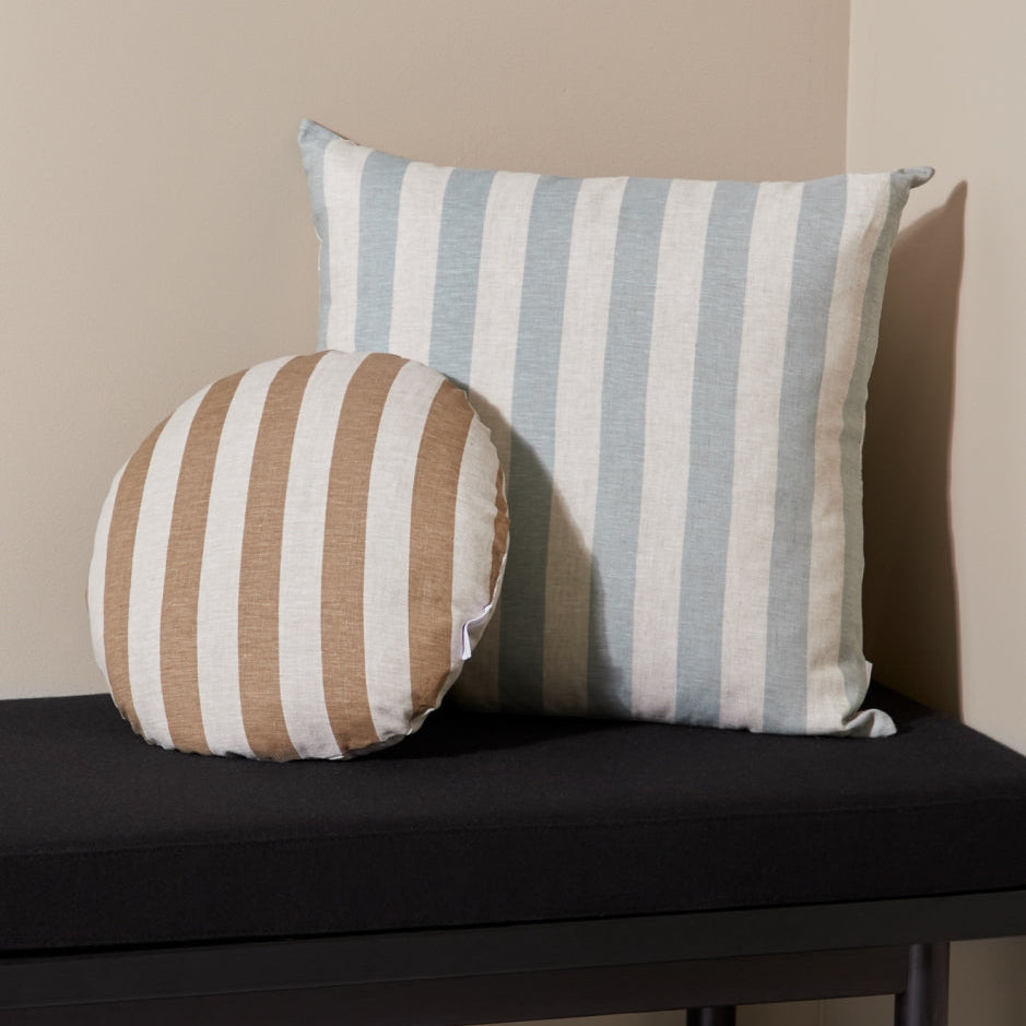 Ex Display - Stripe 50cm Square Cushion - Sky with Feather Insert Cushion Warran-Local
