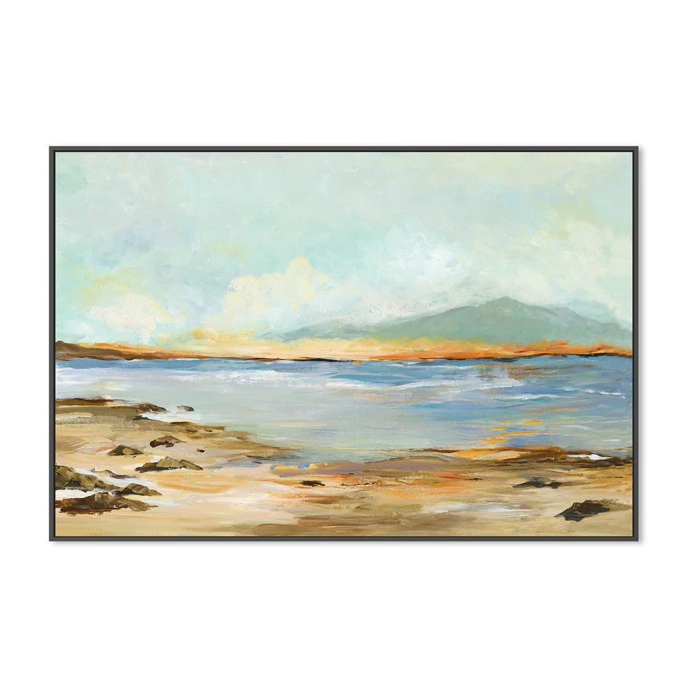 Sunset on the Sand, By Jacob Q Wall Art Gioia-Local Black Framed Canvas 60x40cm