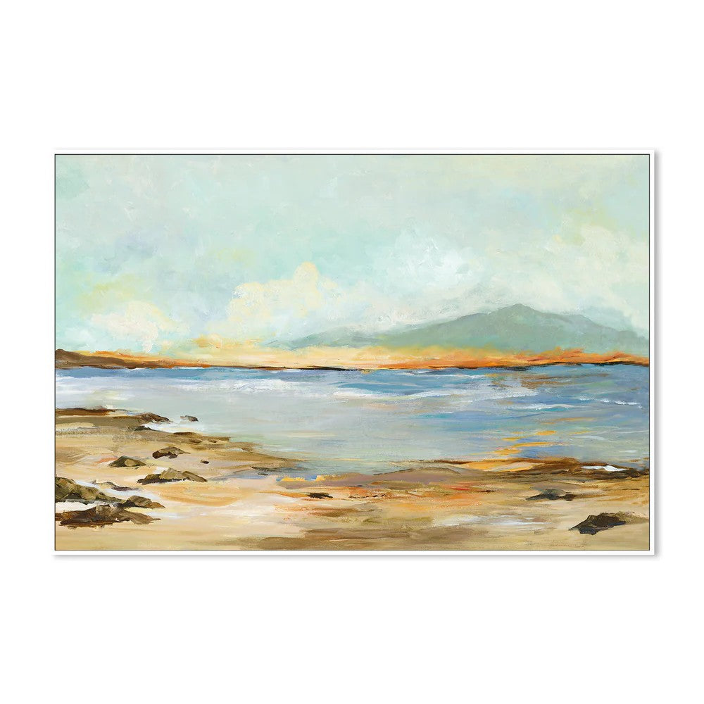 Sunset on the Sand, By Jacob Q Wall Art Gioia-Local White Framed Canvas 60x40cm