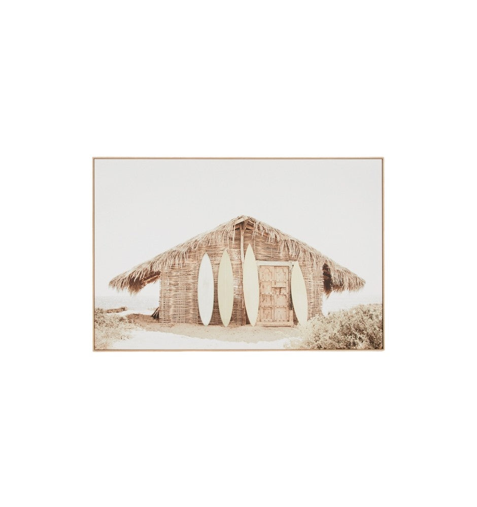 Surf Hut 120cm x 80cm Framed Canvas Wall Art Warran-Local   