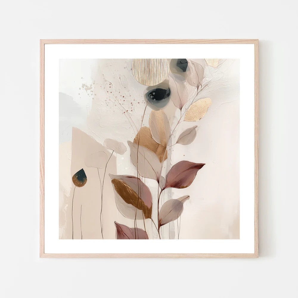 Sweet Leaves, Style C, By Bella Eve Wall Art Gioia-Local Black Framed Poster 50x50cm