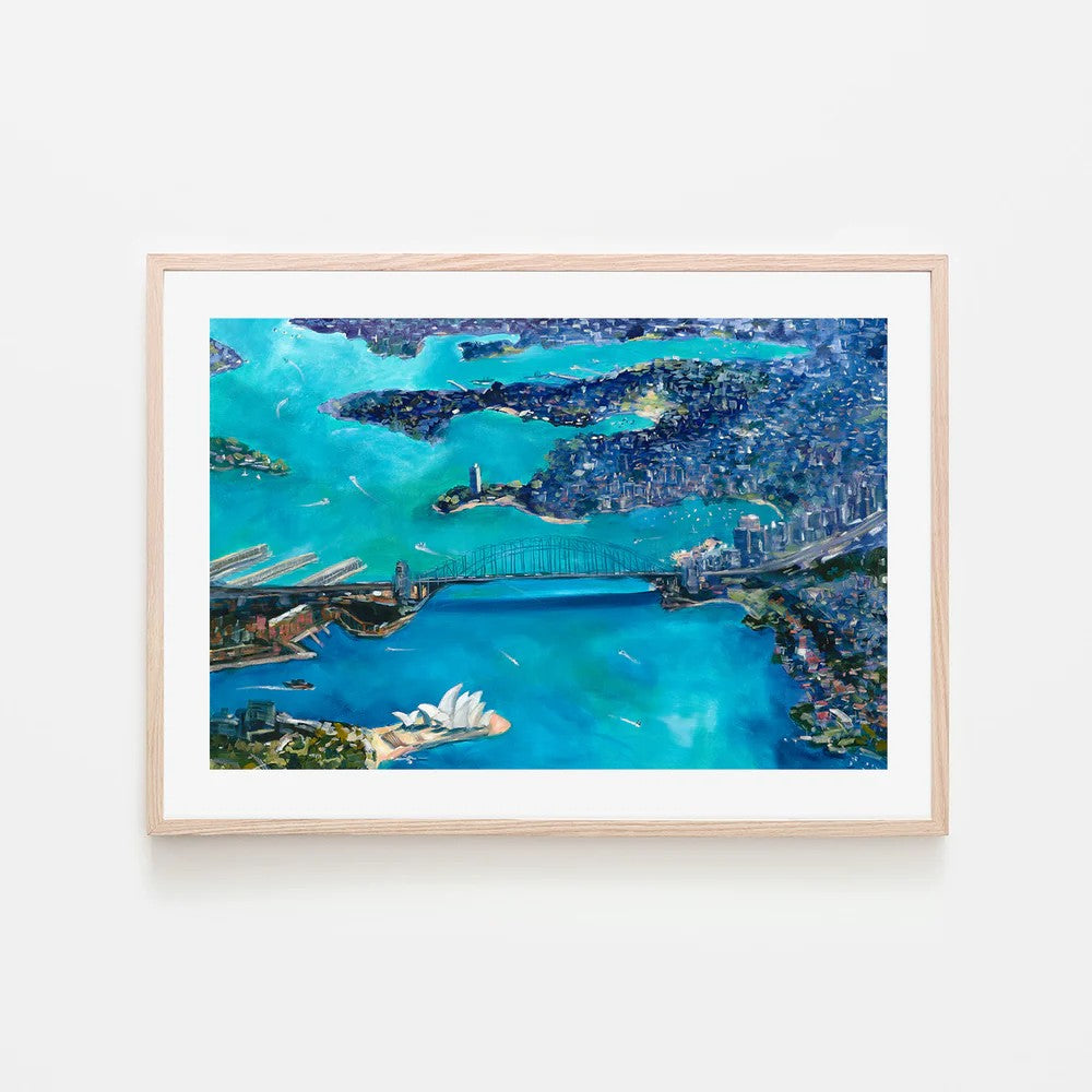 Sydney by Air, By Meredith Howse Wall Art Gioia-Local Black Framed Poster 60x40cm