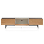 Alto 2m Wooden TV Entertainment Unit With Natural Drawers - Black Frame