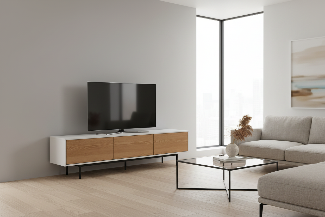 Alto 2m Wooden TV Entertainment Unit With Natural Drawers - White Frame TV/Entertainment Unit Better B-Core