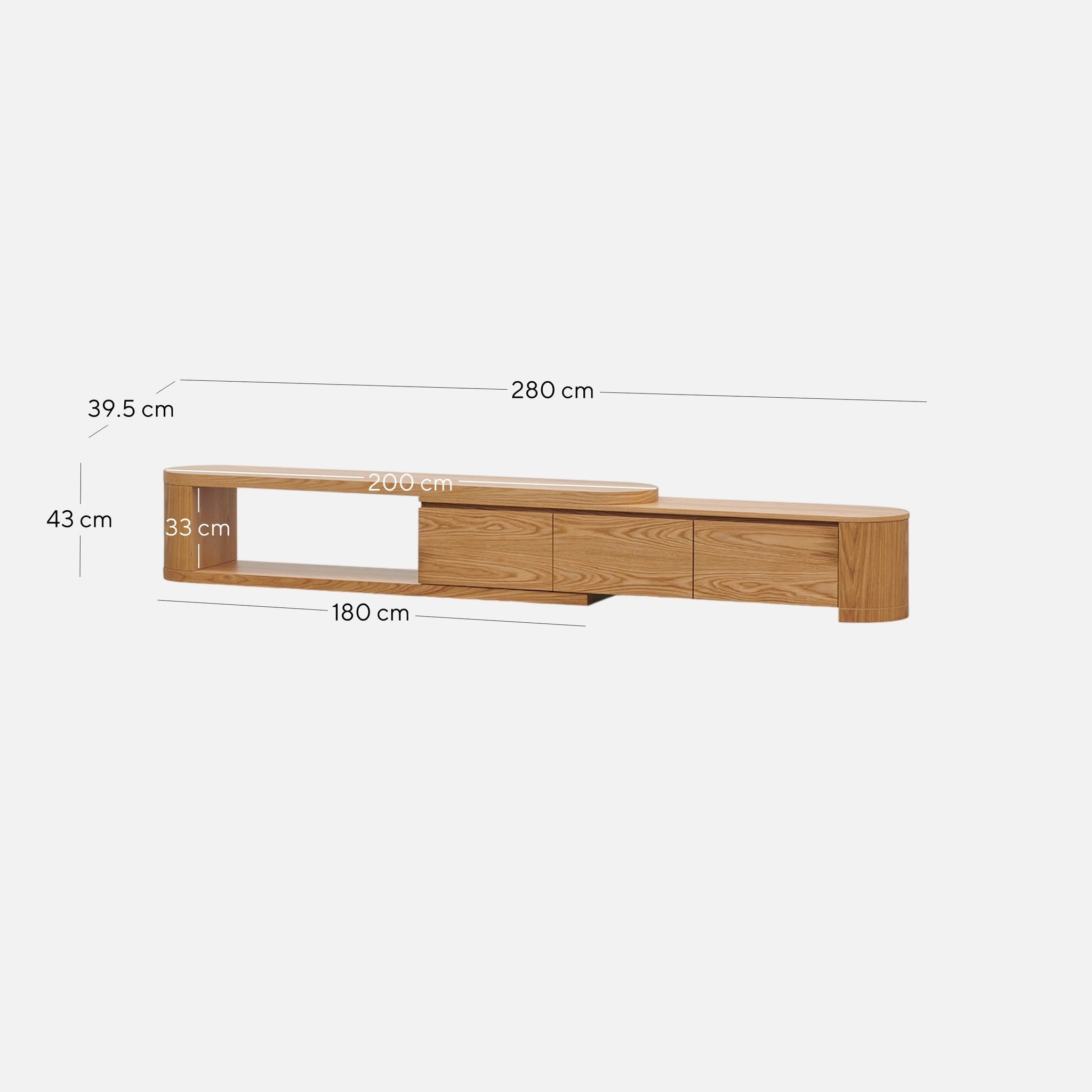 Eliza Extendable TV Entertainment Unit - Natural Oak