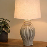 Tato Ceramic Table Lamp - Beige & White Lighting Albi-Local