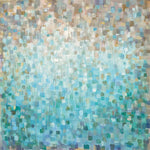 Teal Rainfall, By Danhui Nai Wall Art Gioia-Local 50x50cm Framed Canvas Gold