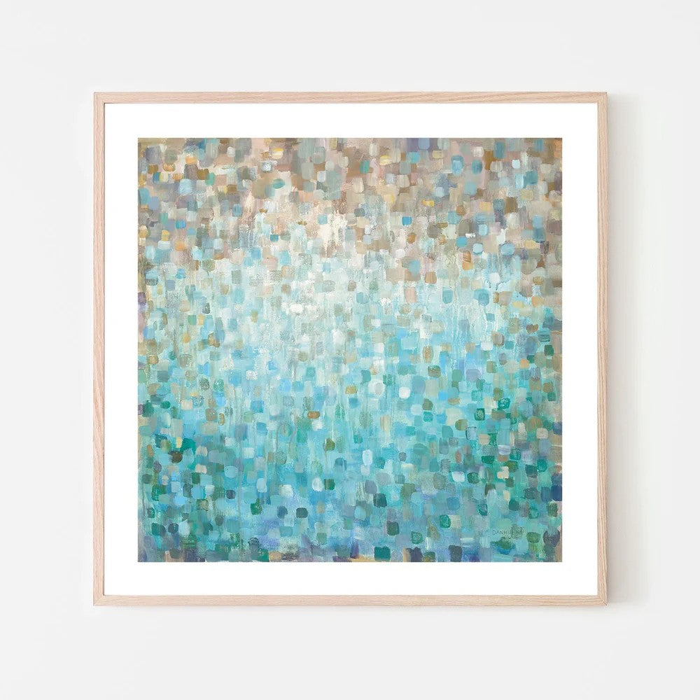 Teal Rainfall, By Danhui Nai Wall Art Gioia-Local 50x50cm Framed Poster Black