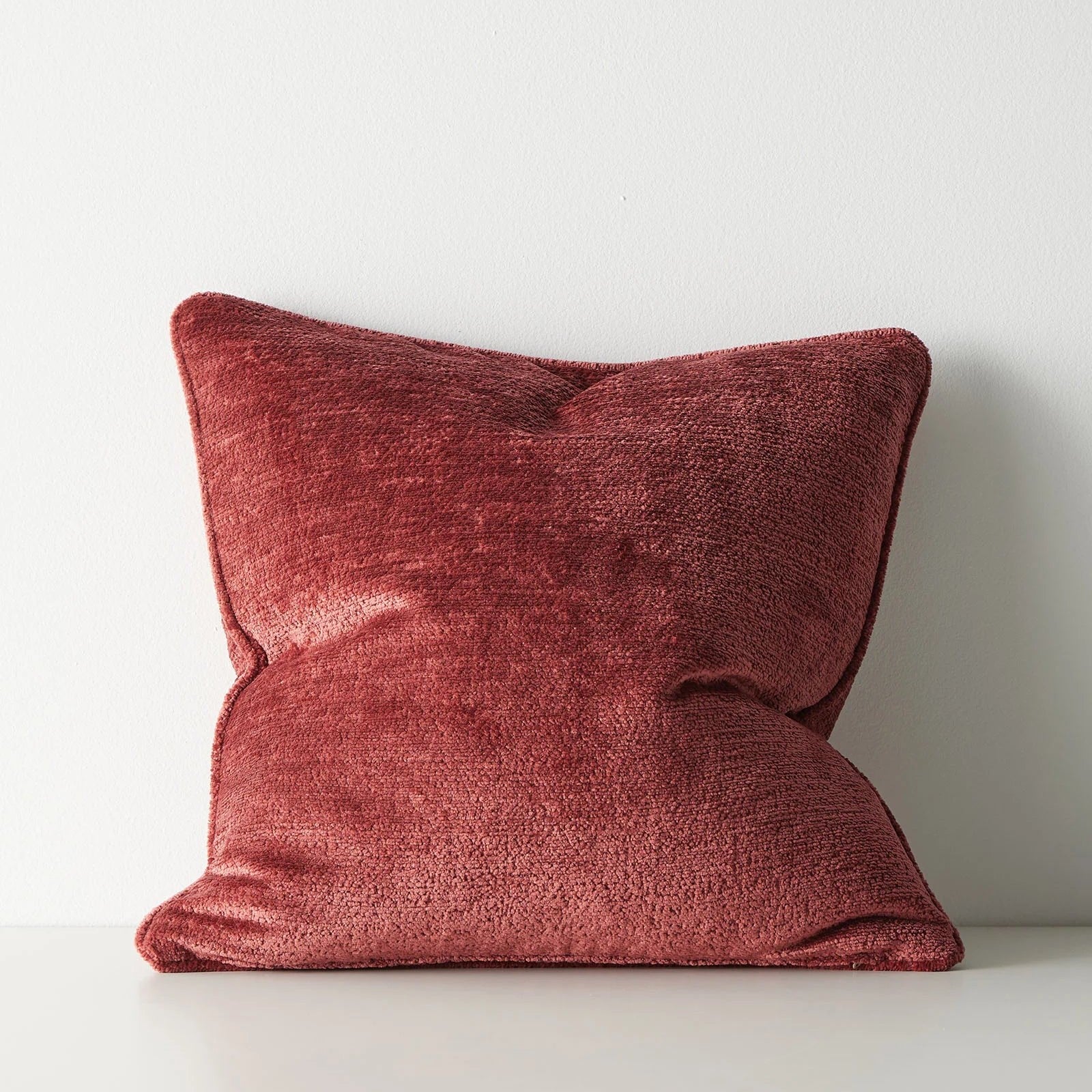 Tempo 50cm Chunky Chenille with Piped Edge Cushion Cushion Weave-Local Tempo Ruby Polyester