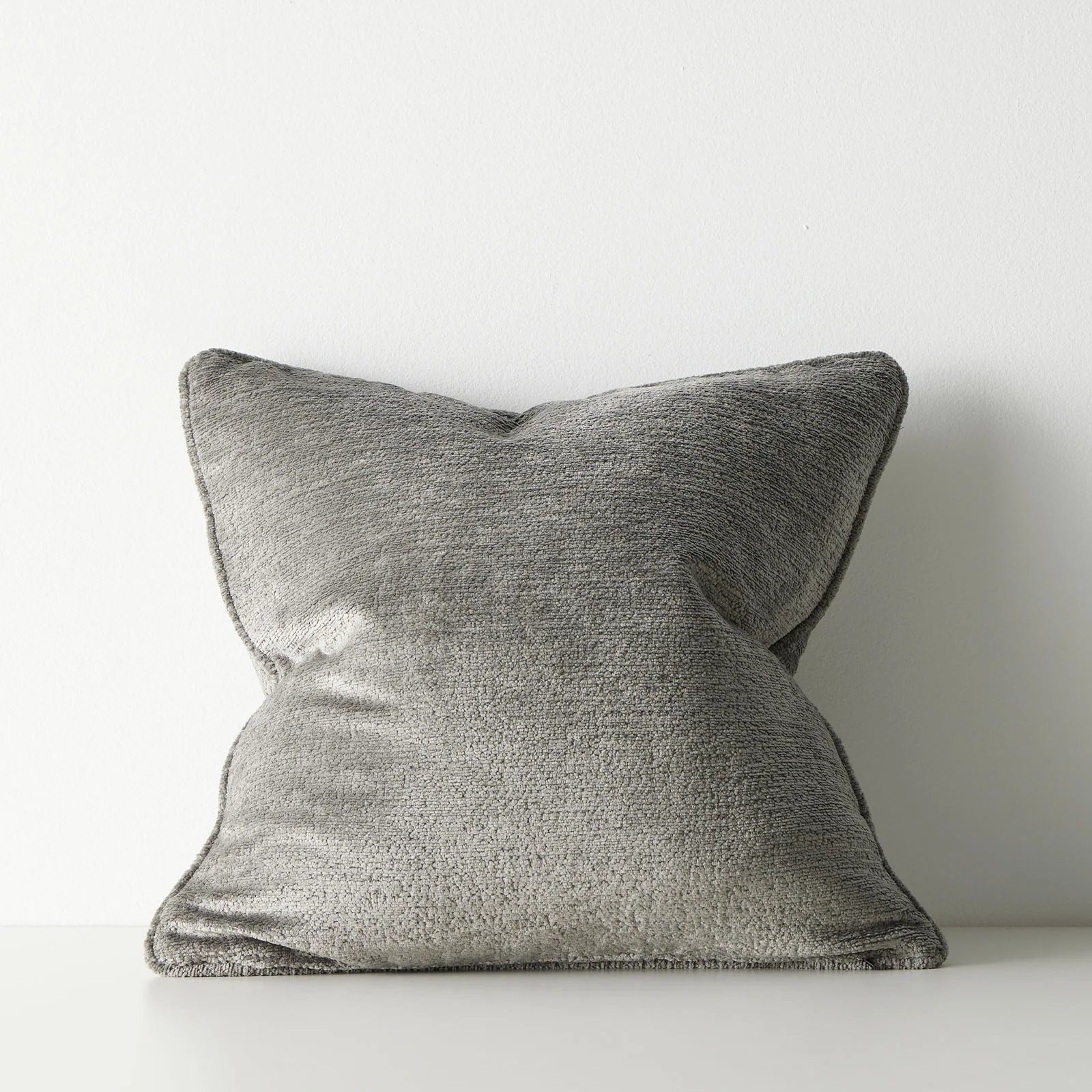 Tempo 50cm Chunky Chenille with Piped Edge Cushion Cushion Weave-Local Tempo Steel Polyester