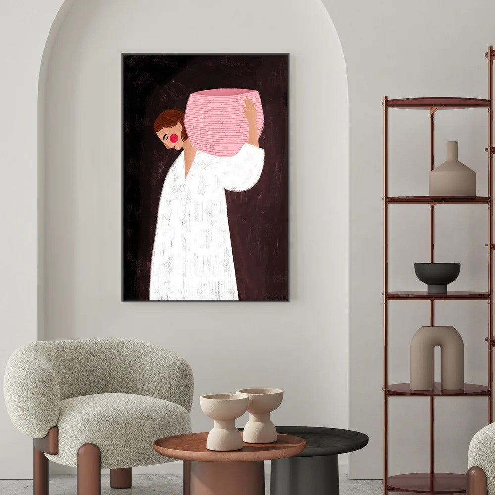 The Woman With The Pink Basket, By Bea Muller Wall Art Gioia-Local