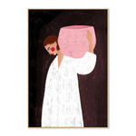 The Woman With The Pink Basket, By Bea Muller Wall Art Gioia-Local 40x60cm Framed Canvas Oak