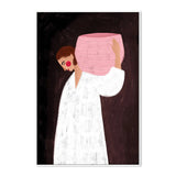 The Woman With The Pink Basket, By Bea Muller Wall Art Gioia-Local 40x60cm Framed Canvas White
