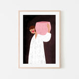 The Woman With The Pink Basket, By Bea Muller Wall Art Gioia-Local 40x60cm Framed Poster Black