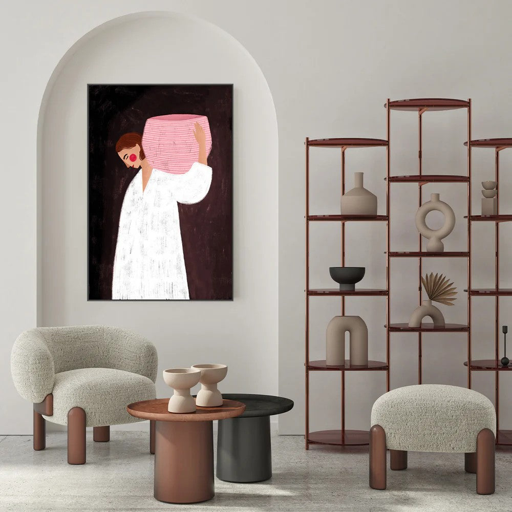 The Woman With The Pink Basket, By Bea Muller Wall Art Gioia-Local