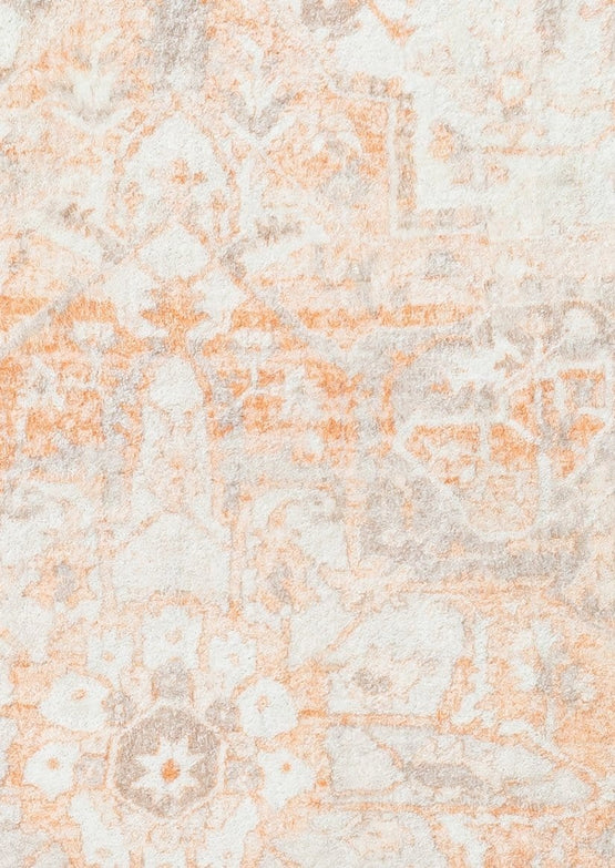 Theodora 330cm x 240cm Distressed Washable Rug - Orange & Beige Rug MissAmara-Local   