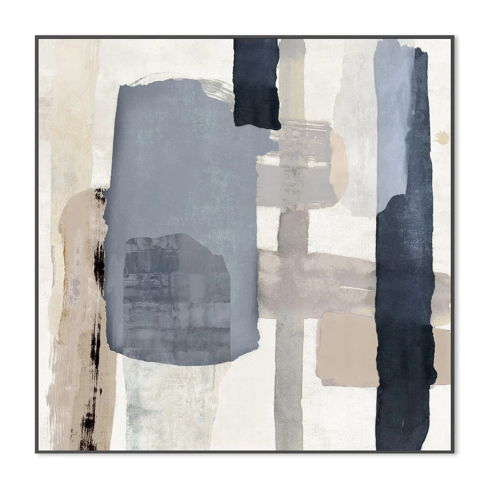 Tides in Check, Style A, By Jacob Q Wall Art Gioia-Local Black Framed Canvas 50x50cm