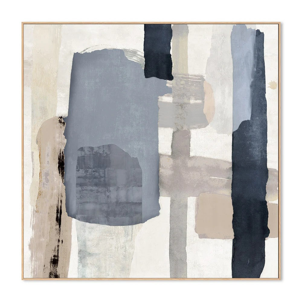 Tides in Check, Style A, By Jacob Q Wall Art Gioia-Local Oak Framed Canvas 50x50cm