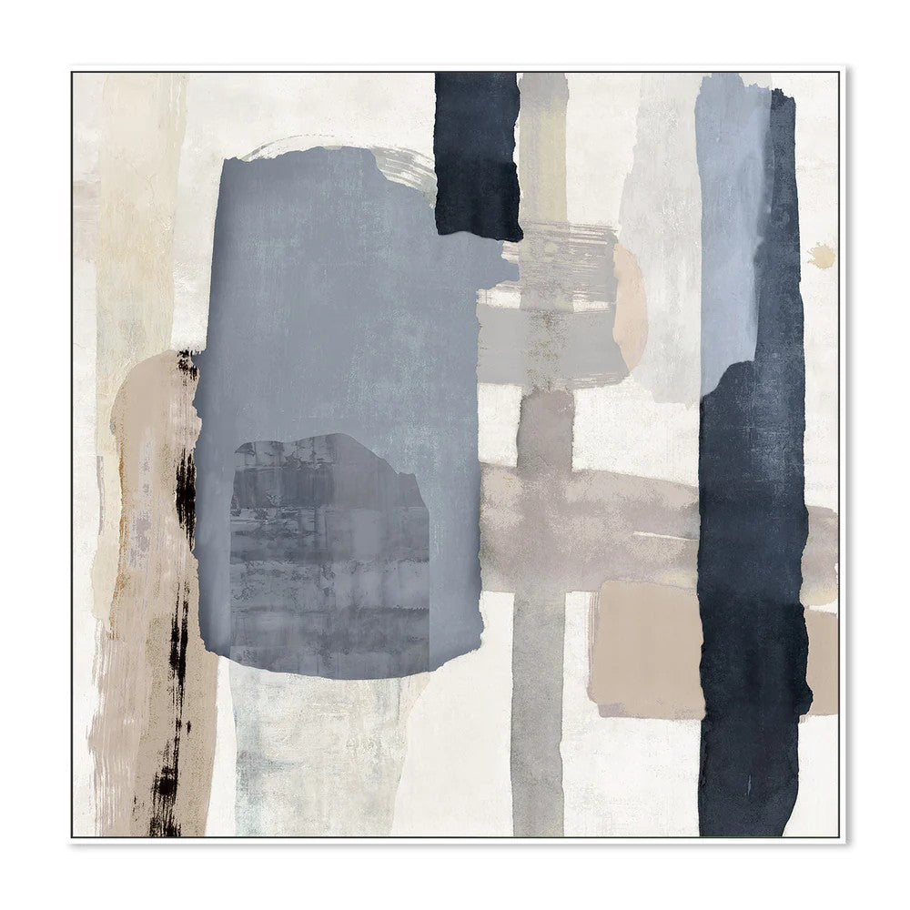 Tides in Check, Style A, By Jacob Q Wall Art Gioia-Local White Framed Canvas 50x50cm