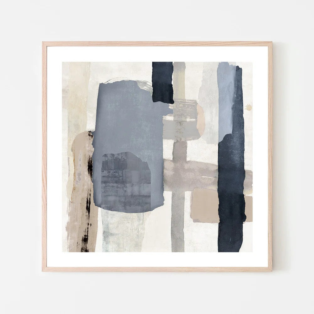 Tides in Check, Style A, By Jacob Q Wall Art Gioia-Local Black Framed Poster 50x50cm