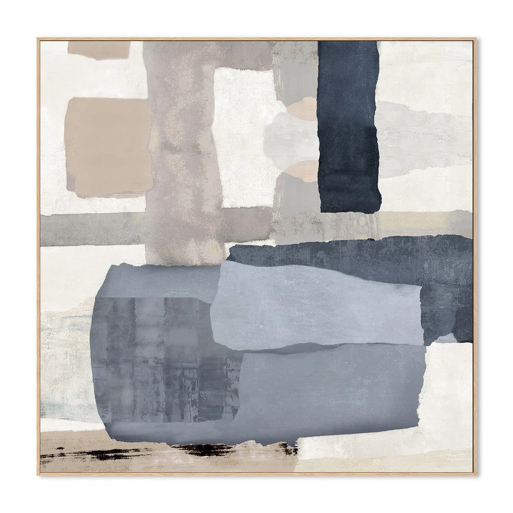 Tides in Check, Style B, By Jacob Q Wall Art Gioia-Local 50x50cm Framed Canvas Oak