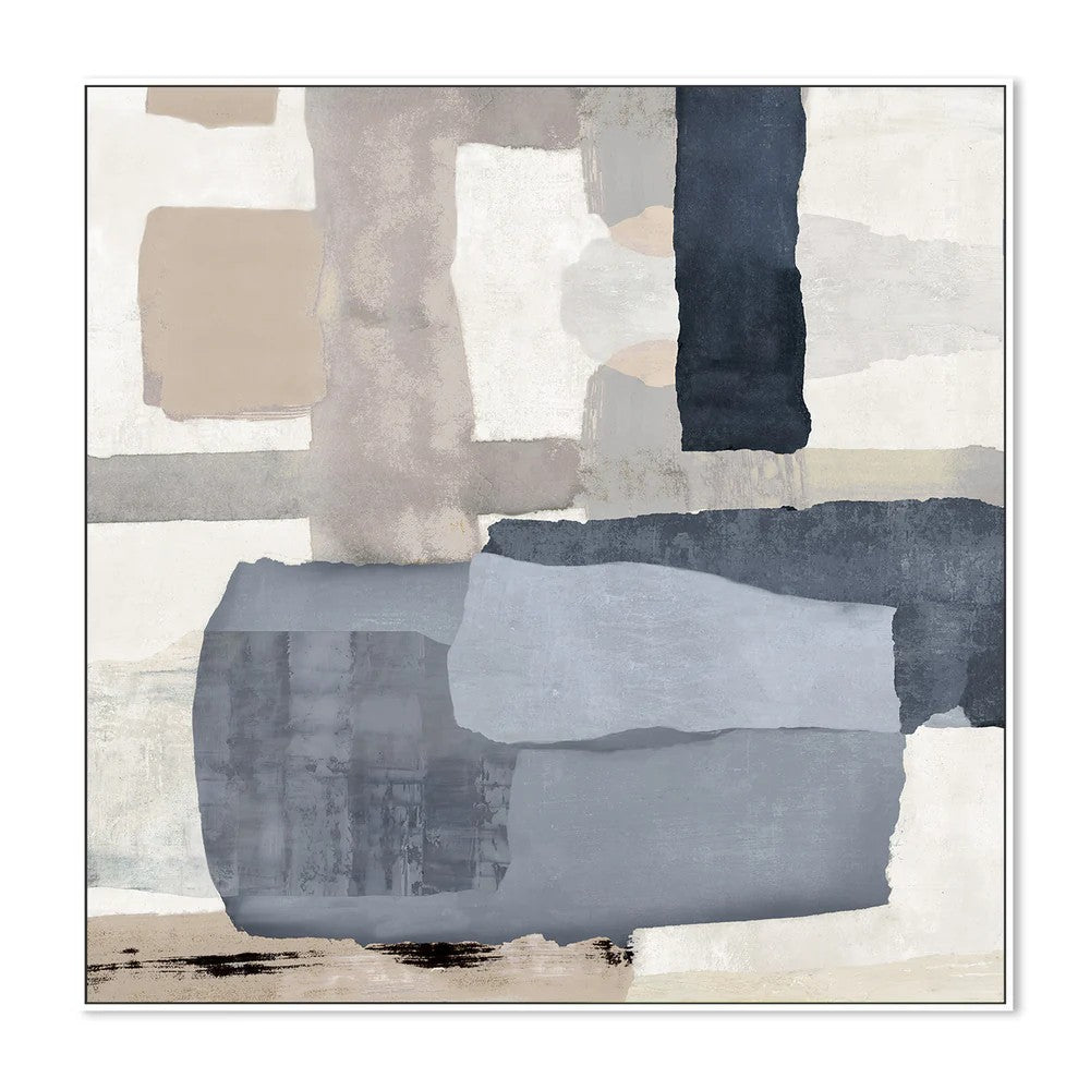 Tides in Check, Style B, By Jacob Q Wall Art Gioia-Local 50x50cm Framed Canvas White