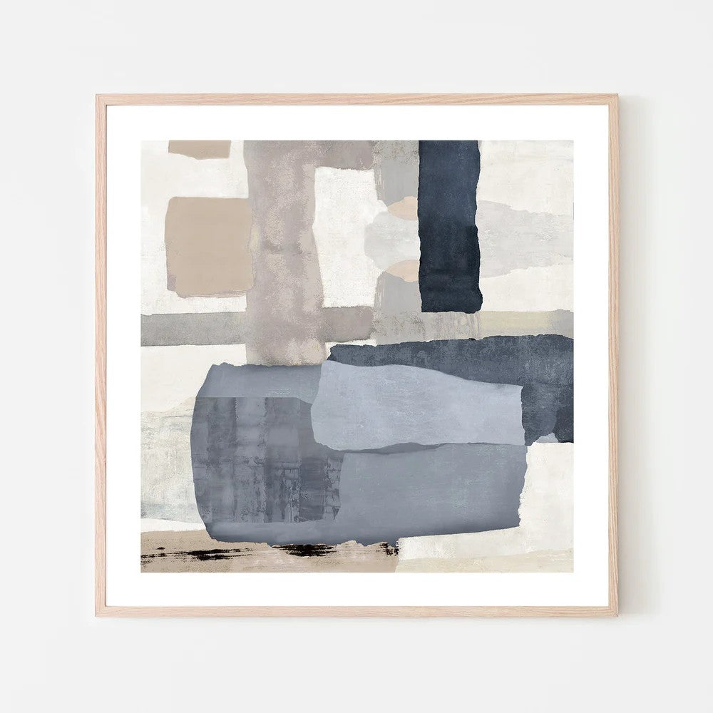 Tides in Check, Style B, By Jacob Q Wall Art Gioia-Local 50x50cm Framed Poster Black