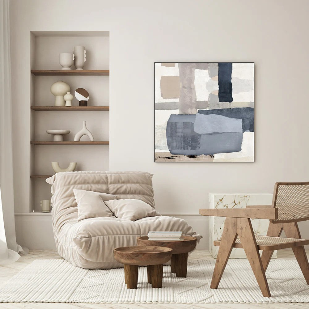 Tides in Check, Style B, By Jacob Q Wall Art Gioia-Local 50x50cm Framed Canvas Gold