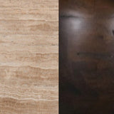 Omran 90cm Travertine Top Coffee Table - Walnut Coffee Table Rebhi-Core