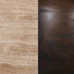 Omran 90cm Travertine Top Coffee Table - Walnut Coffee Table Rebhi-Core