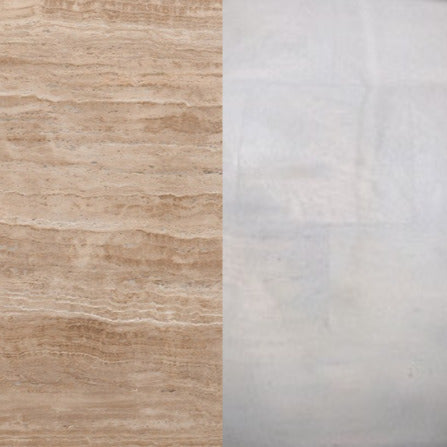 Omran 90cm Travertine Top Coffee Table - White Coffee Table Rebhi-Core