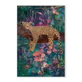 Tropical Jungle Leopard No Glasses, By Sarah Manovski Wall Art Gioia-Local 40x60cm Framed Canvas White